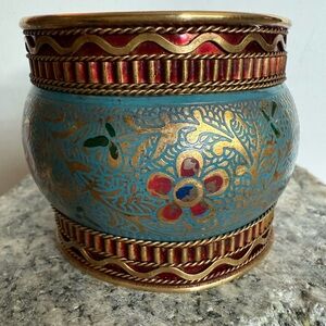 Wide Brass and Enamel Decorative Cuff